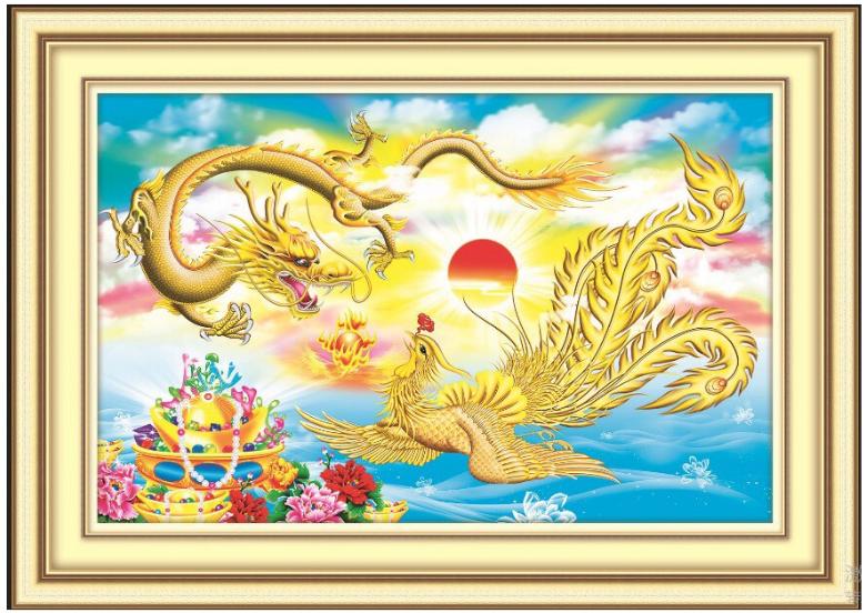 Tranh đính đá long phụng sum vầy 88698