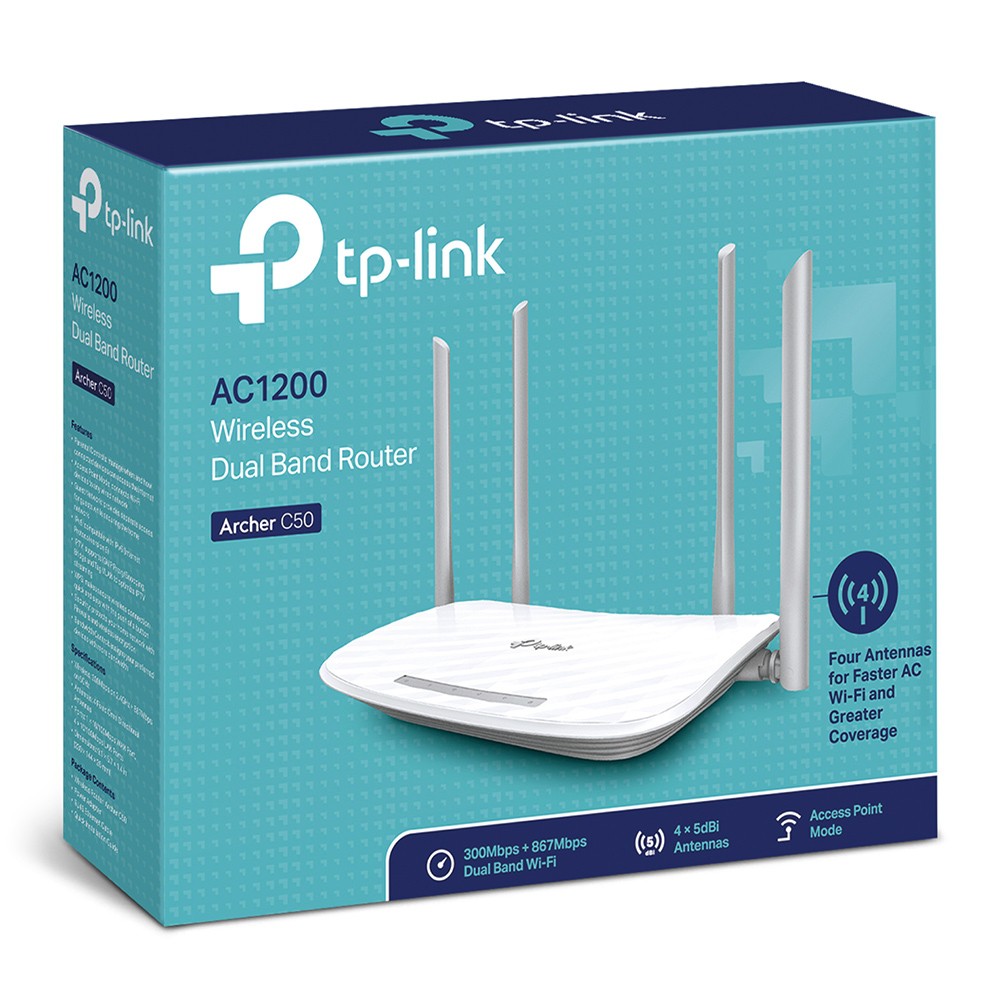 Bộ phát wifi băng tần kép ac1200- tplink archer c50 mới bh 2 năm