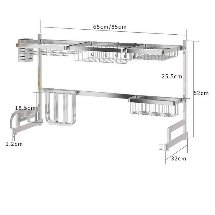 Kệ để chén bát trên chậu rửa Inox 304 dày , size 65cm