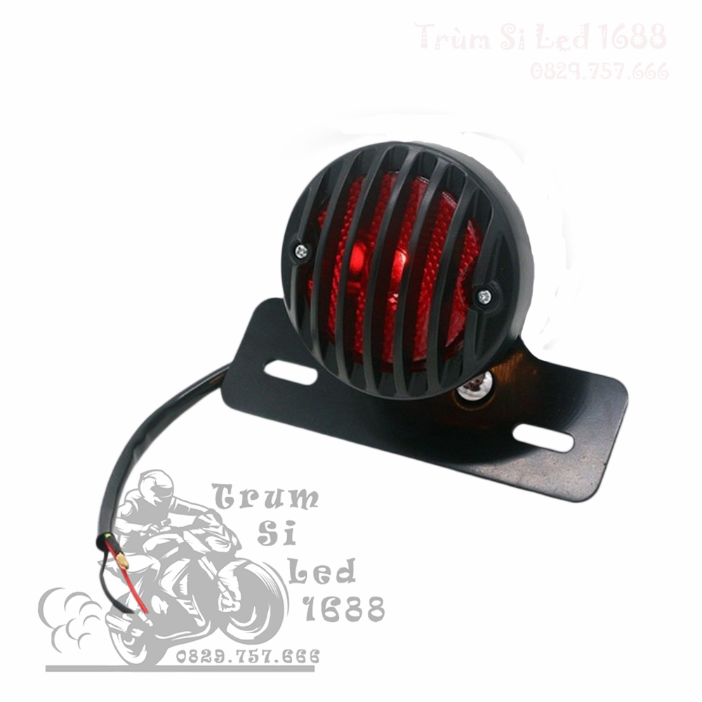 Đèn hậu xe máy độ cao cấp khung thép sơn tĩnh điện, có lưới bảo vệ kèm pad biển số.Chế độ xe Classic,Cafe_racer...