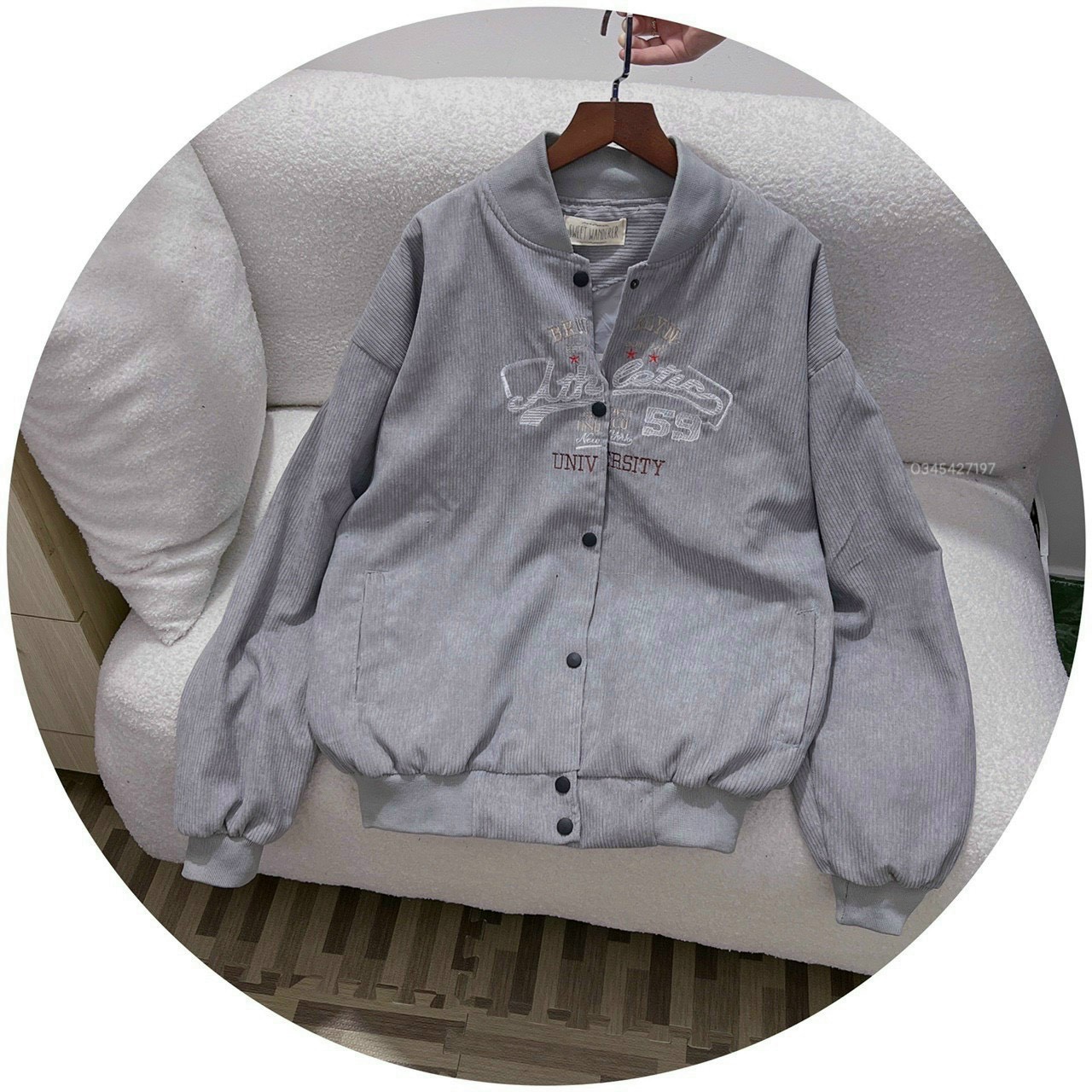 Áo khoác bomber, áo khoác nhung gân cao cấp, logo thêu lavega 2 lớp siêu đẹp tp300