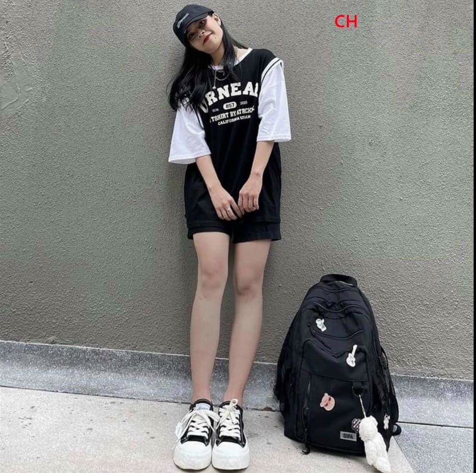 (ảnh thật) Sét áo thun phối màu và quần sooc cá tính siêu đẹp