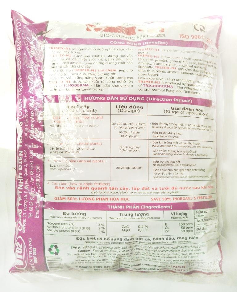 5KG Phân hữu cơ sinh học TRiMIx -N1