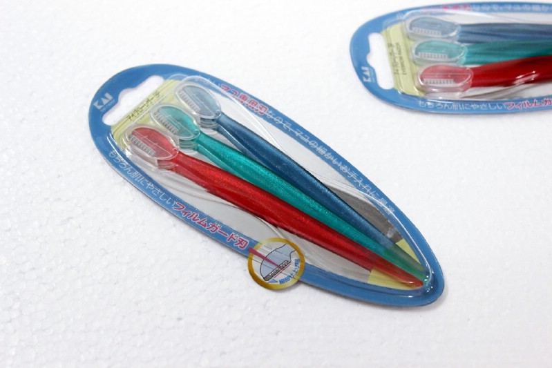Set 3 dao cạo lông mày cán dài KAI nội địa Nhật Bản