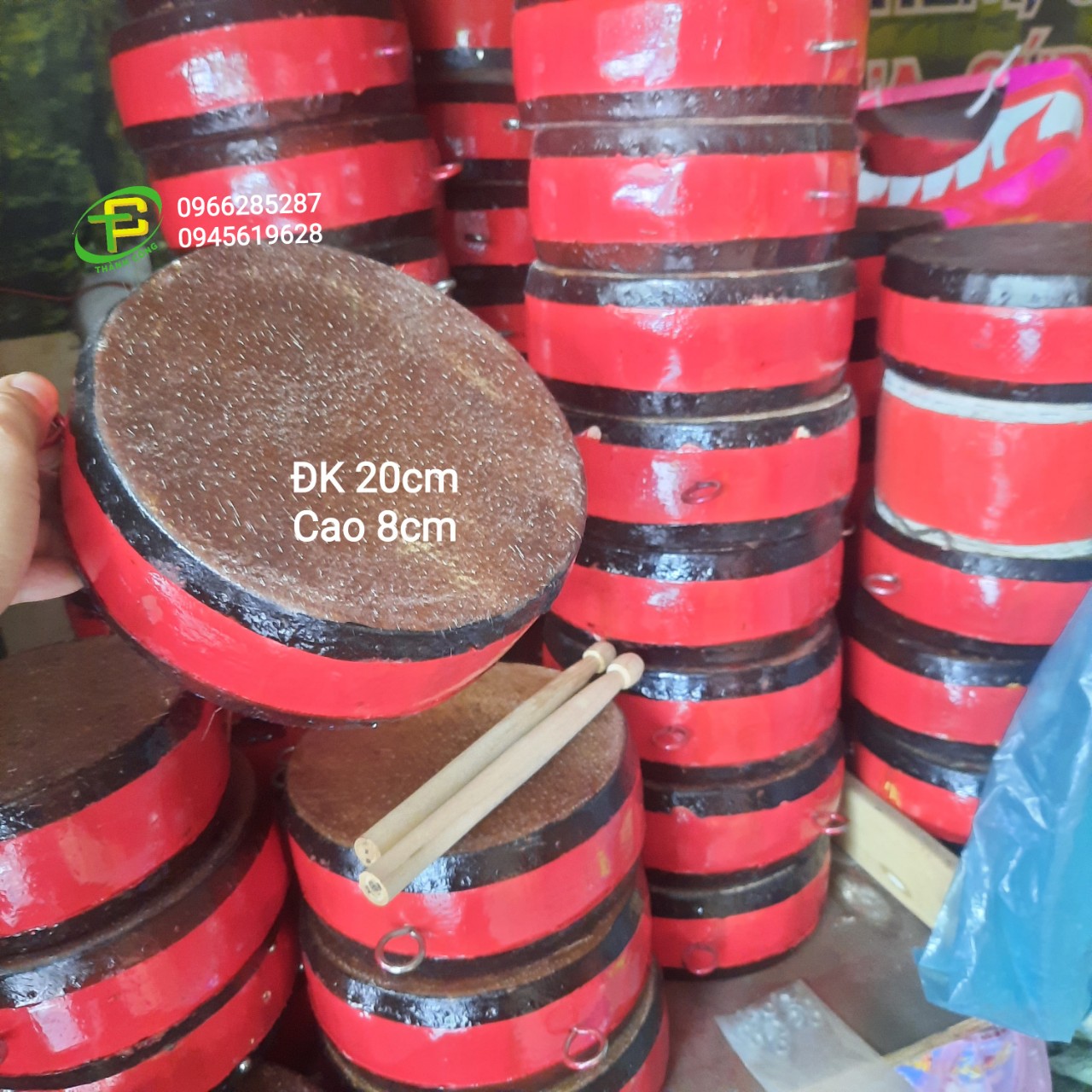 Trống gỗ da trâu 2 mặt  Nhạc Cụ Thành Công