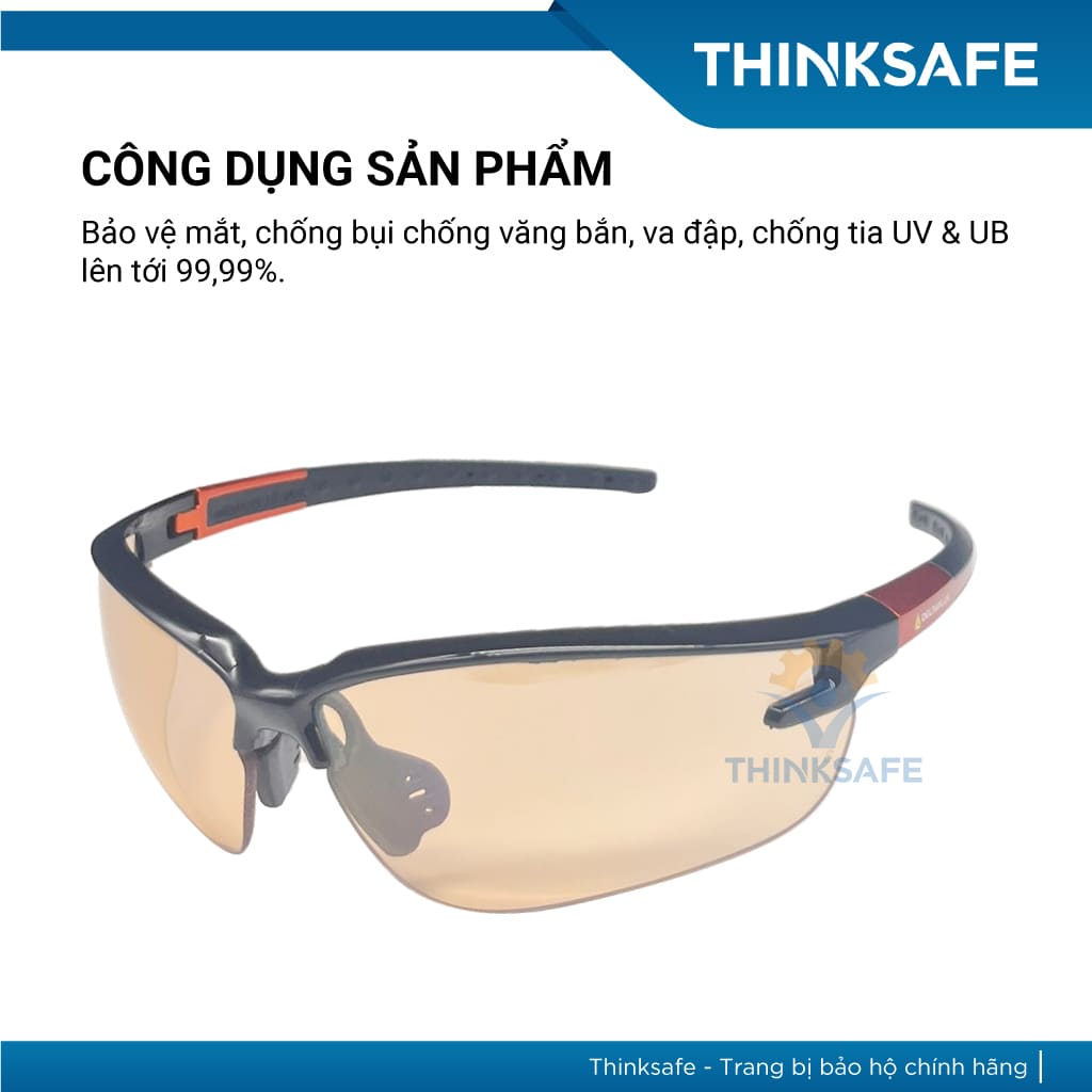 Kính bảo hộ Deltaplus Fuji2 chống bụi, chống tia UV, bảo vệ mắt đa năng, đi đường, lao động Kính chống bụi - Thinksafe