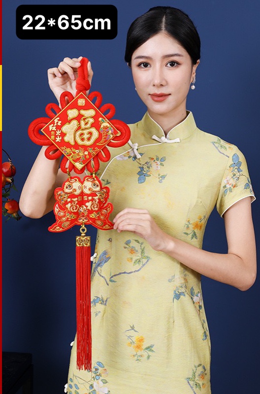 Liễng nhung đỏ vàng trang trí tết treo cửa - ngẫu nhiên