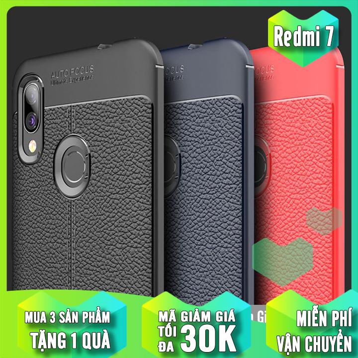 [3 MÀU] Ốp lưng Xiaomi Redmi 7 Giả da chống sốc Auto Focus