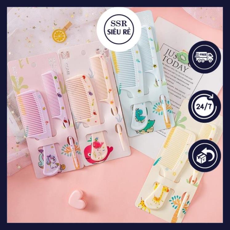 Combo 2 lược chải tóc nhựa họa tiết cute