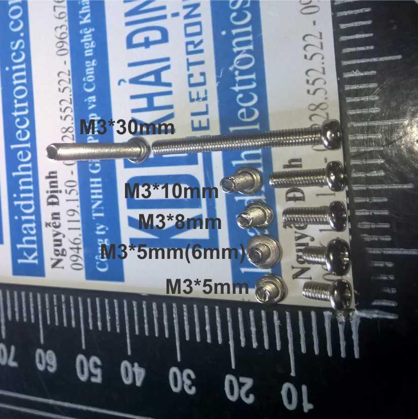 100 con bulong, vít pake PM2 M2 đầu tù, vặn vít dấu + ( giá cho gói 100 cái ) kde0405