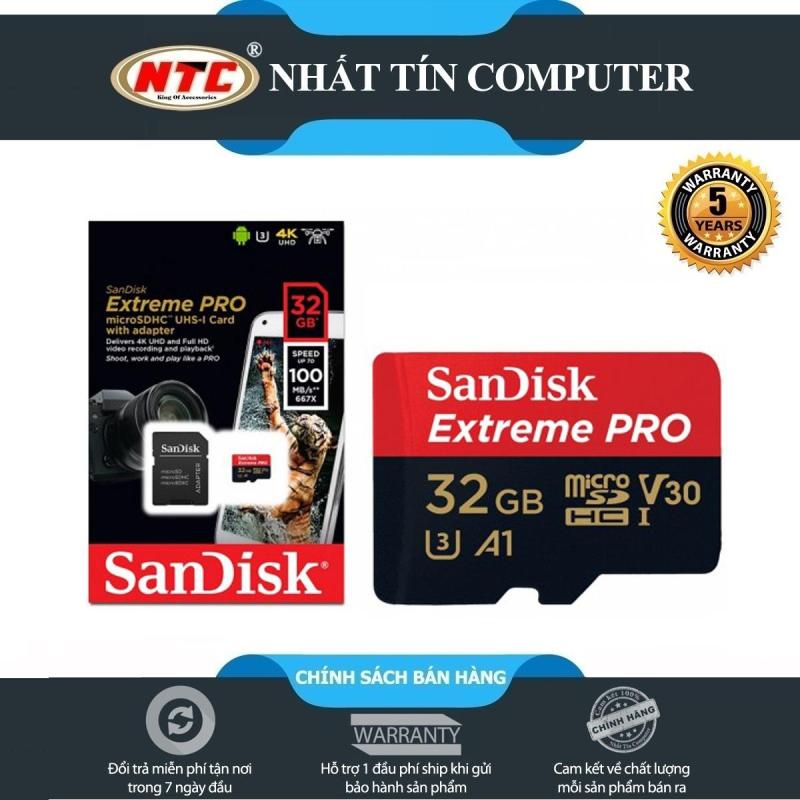 Thẻ nhớ microSDHC Sandisk Extreme Pro A1 32GB 667X V30 UHS-I U3 100MB/s (Đen)