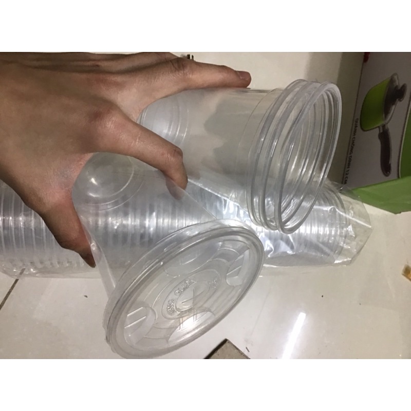Cốc nhựa dùng 1 lần 500ml kèm nắp