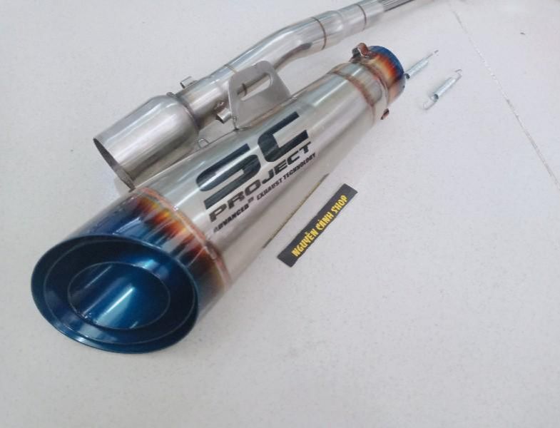 Pô SC xéo titan full cổ gắn wave dream