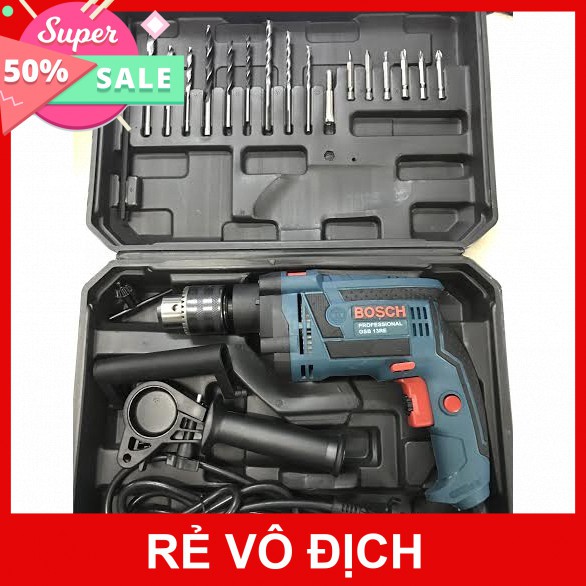 (GIÁ ƯU ĐÃI)Máy khoan bê tông, Máy khoan búa BoCsh,Bộ máy khoan gia đinh Bocsh Bộ máy khoan đa năng Bocsh chính hãng GSB 12 RE SET 100 món Hộp nhựa Bảo hành điện tử 12 tháng