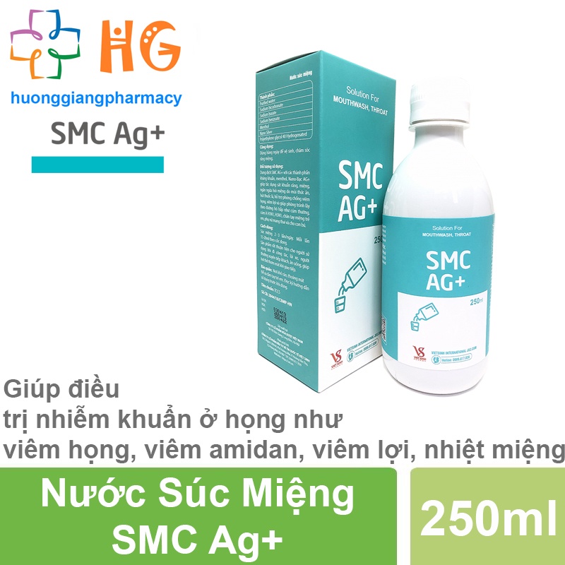 Nước súc miệng nano bạc SMC AG+ phòng ngừa viêm họng viêm lợi hôi miệng
