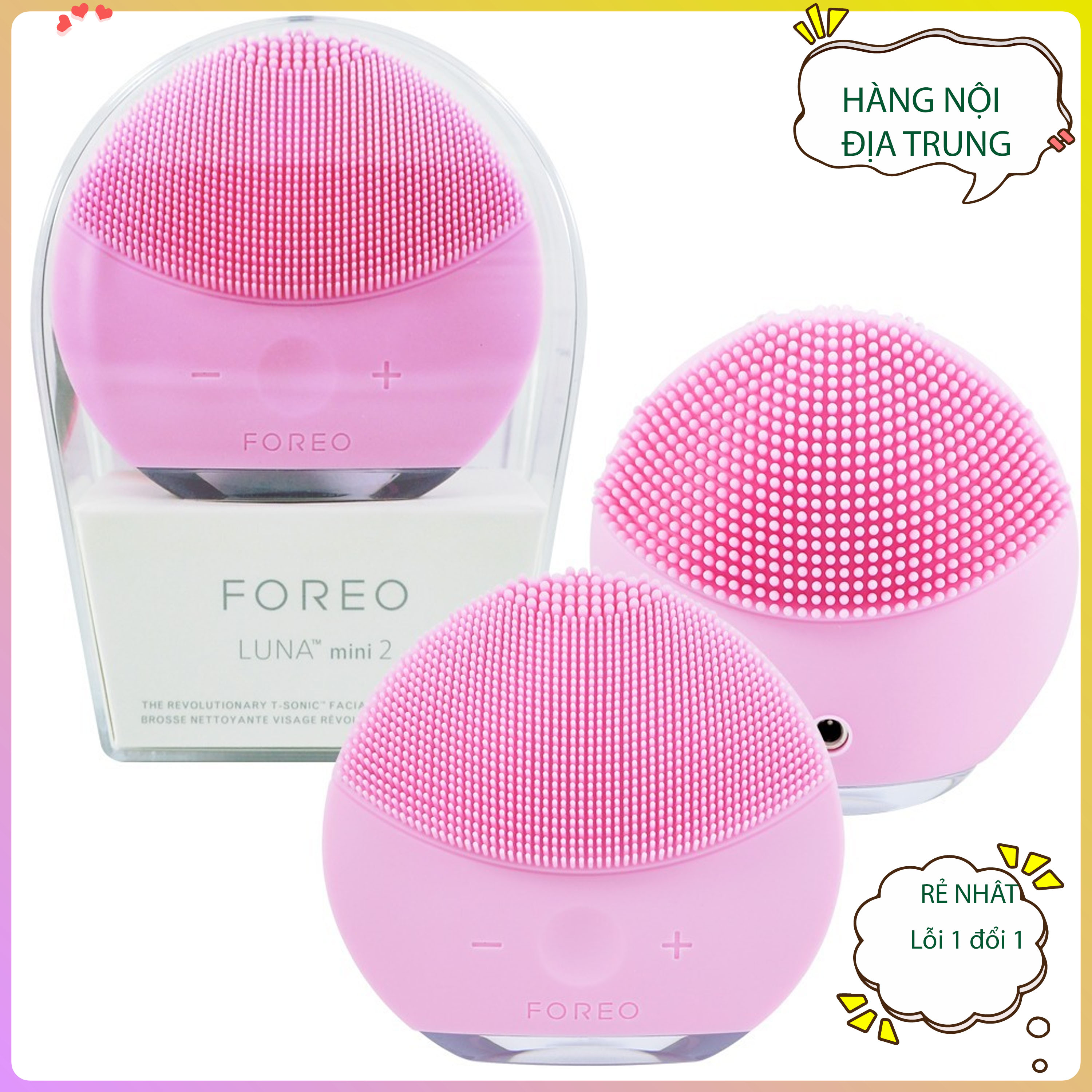 [ SALE OFF SIÊU KHỦNG ] Máy rửa mặt chăm sóc da mặt T-sonic .Máy rửa mặt CAO CẤP Foreo Luna - Hàng nhập khẩu - Đầu silicone giúp làm sạch hiệu quả, 7 chế độ rung dễ dàng tùy chỉnh