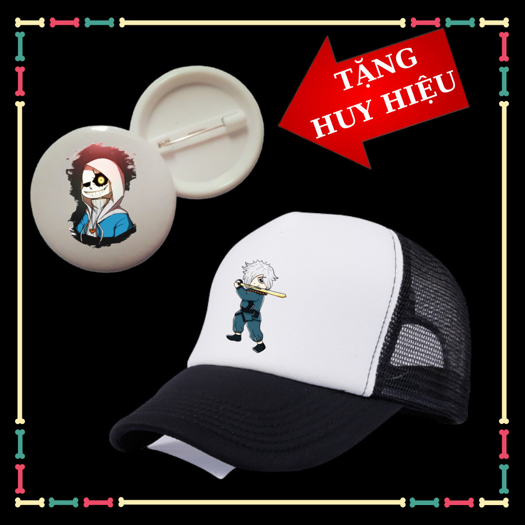 Mũ lưỡi trai cho bé in hình Pháp sư Gangster, Kèm Huy Hiệu Sans siêu ngầu.