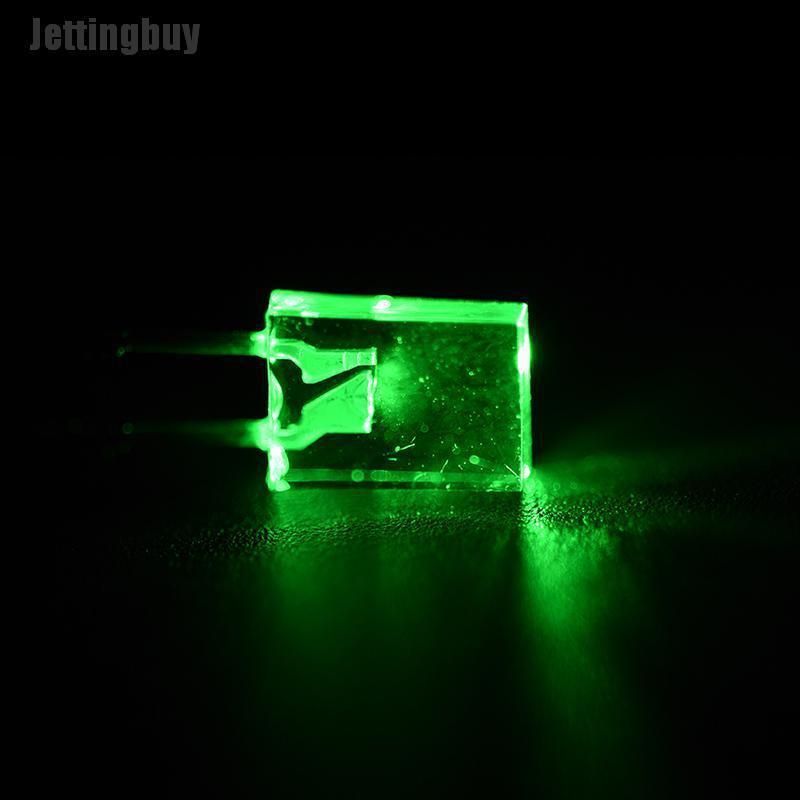 Jettingbuy 100pcs Rectangular Square LED Emitting Diodes Light Bulbs Yellow/Red/Blue/Green