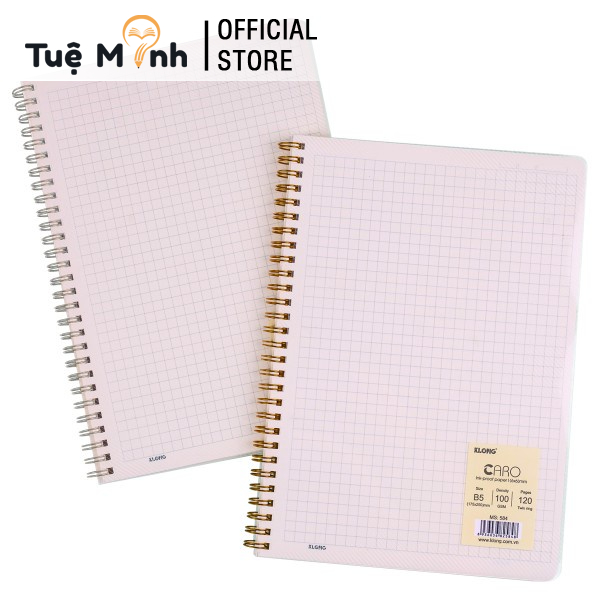 Vở Caro Ô 6X6 mm B5 Lò Xo Kép Bìa Trong Suốt 120 Trang VPPTueMinh, VPP KLONG Ms 584