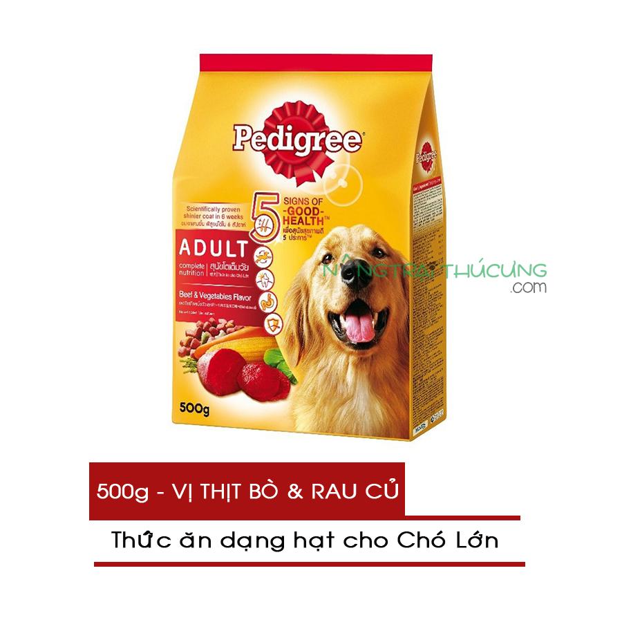 Thức ăn hạt cho Chó lớn Pedigree gói 500g - Vị Thịt Bò và Rau Củ - [Nông Trại Thú Cưng]