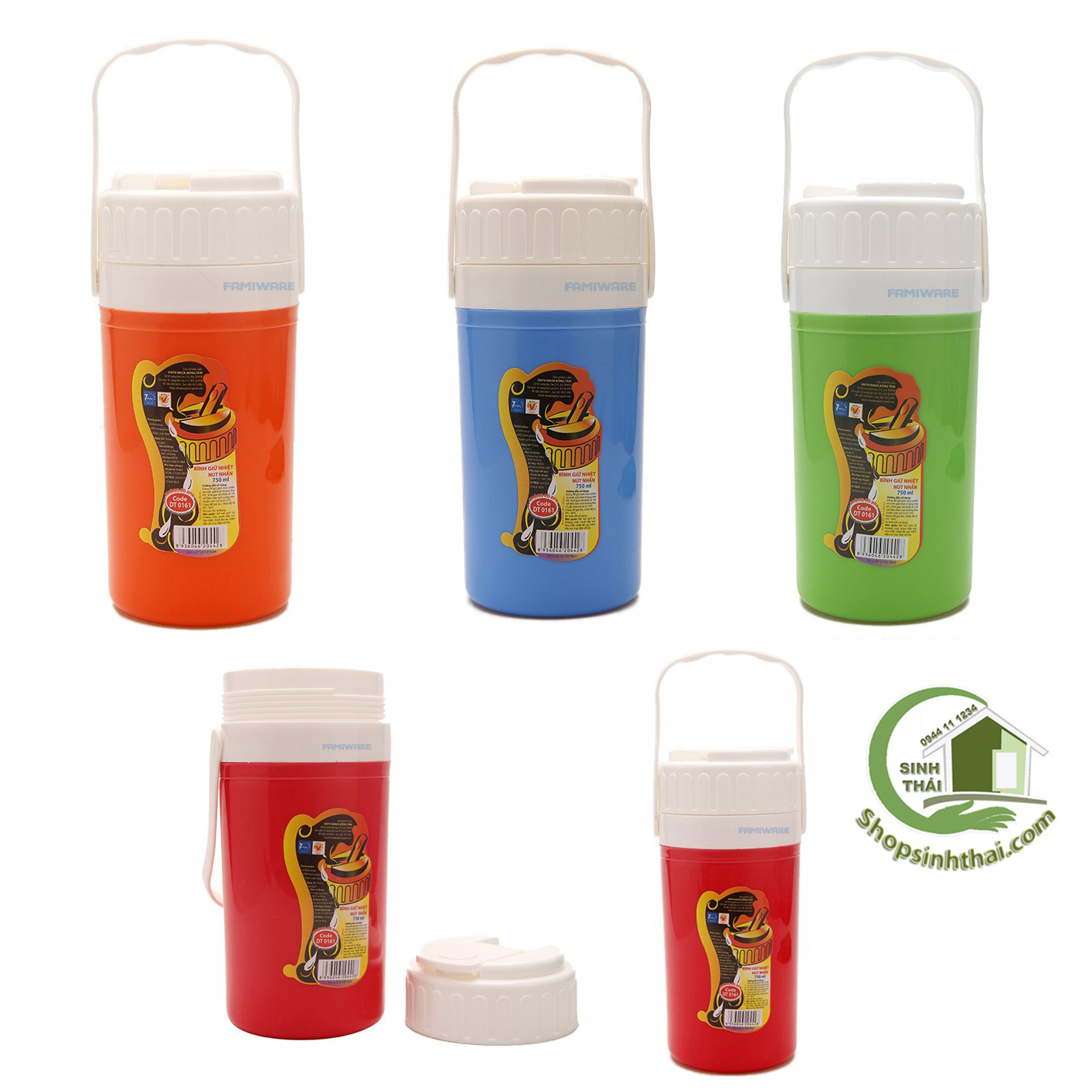 Bình nước giữ nhiệt nút nhấn Đồng Tâm 750ml - giao màu ngẫu nhiên