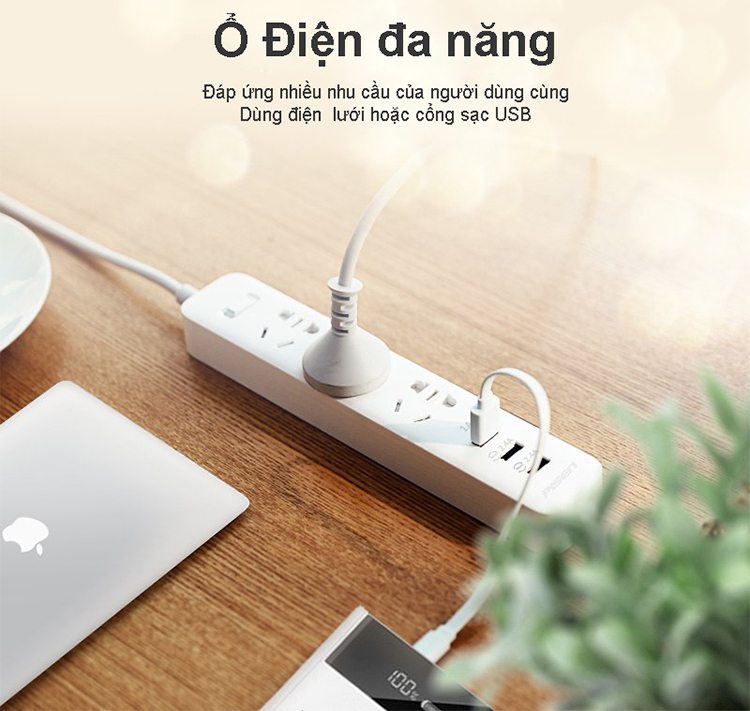 Ổ cắm điện đa năng Pisen 303  ( 3AC , 3USB ) -BH 18 Tháng