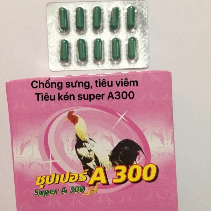 A300-vỉ 10 viên-th.uốc gà đá thái lan -tiêu sưng -tiêu kén hiệu quả nhất dành cho gà đá.