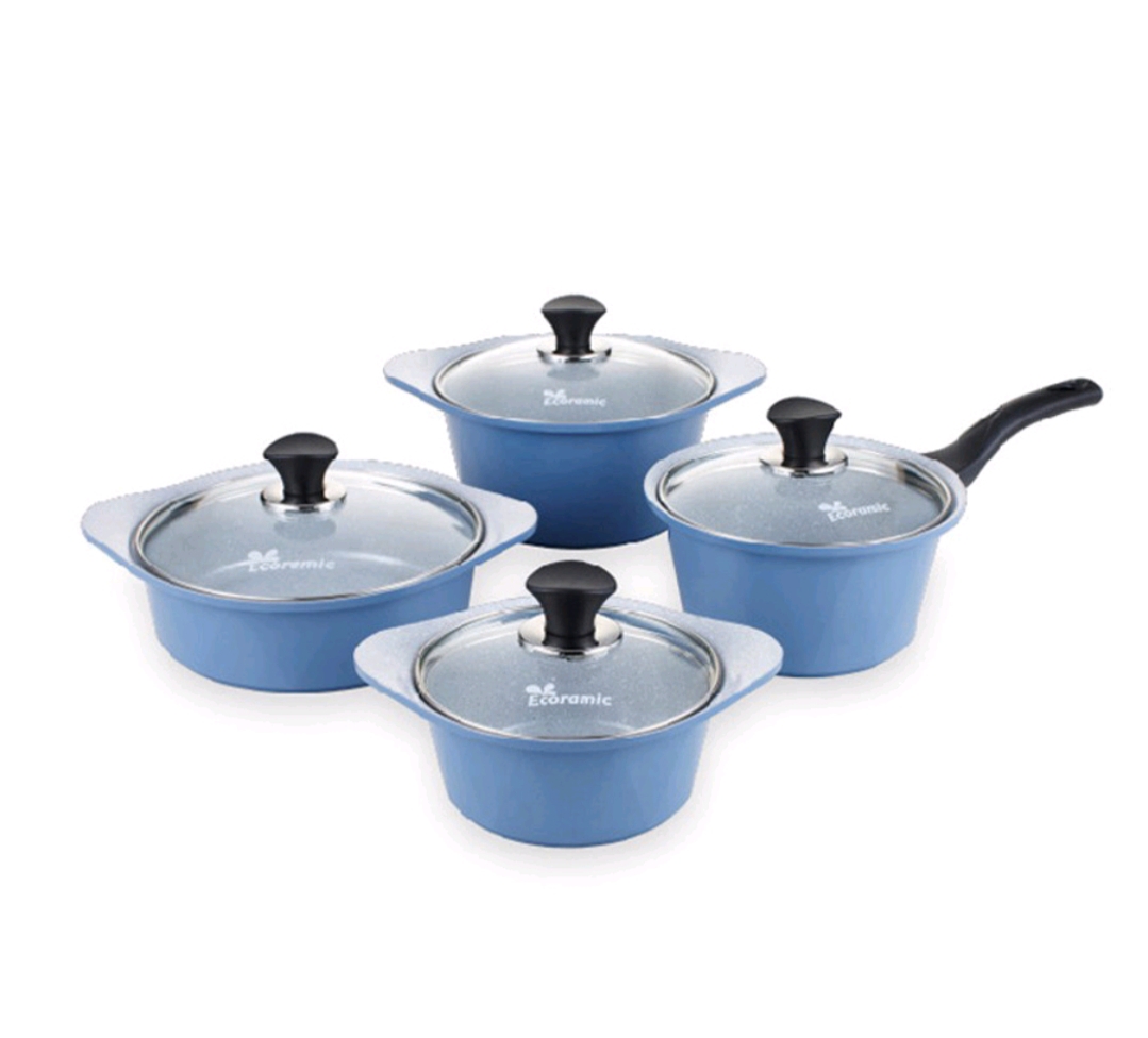 BỘ NỒI 4 ECORAMIC PLATINUM ĐÁY TỪ ( QUÁNH 16CM, NỒI 18CM, NỒI 20CM,NỒI 22CM) CHÍNH HÃNG 100%