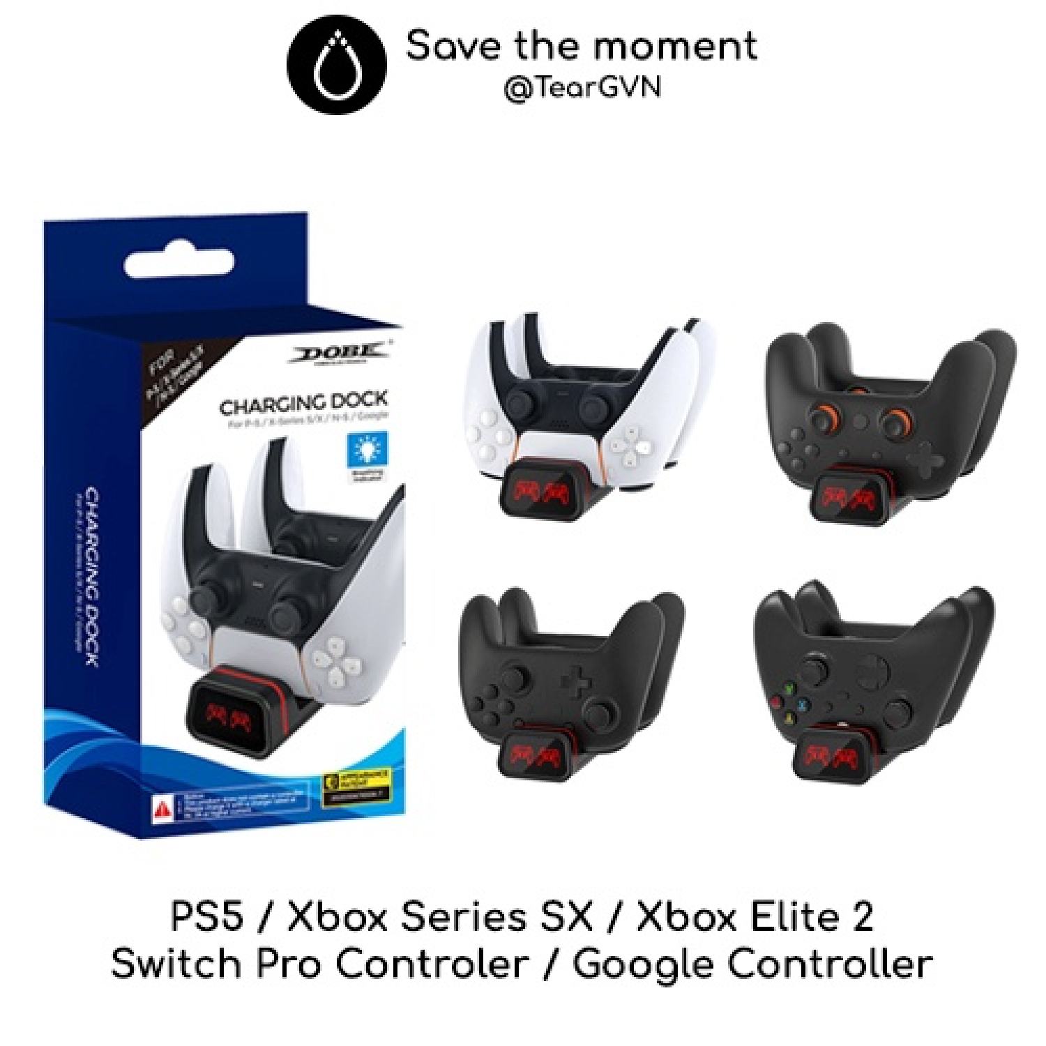 Dock sạc tay cầm và cáp sạc dobe kiểu tay úp ngược cho ps5 / xbox series sx / xbox elite 2 / switch pro controller