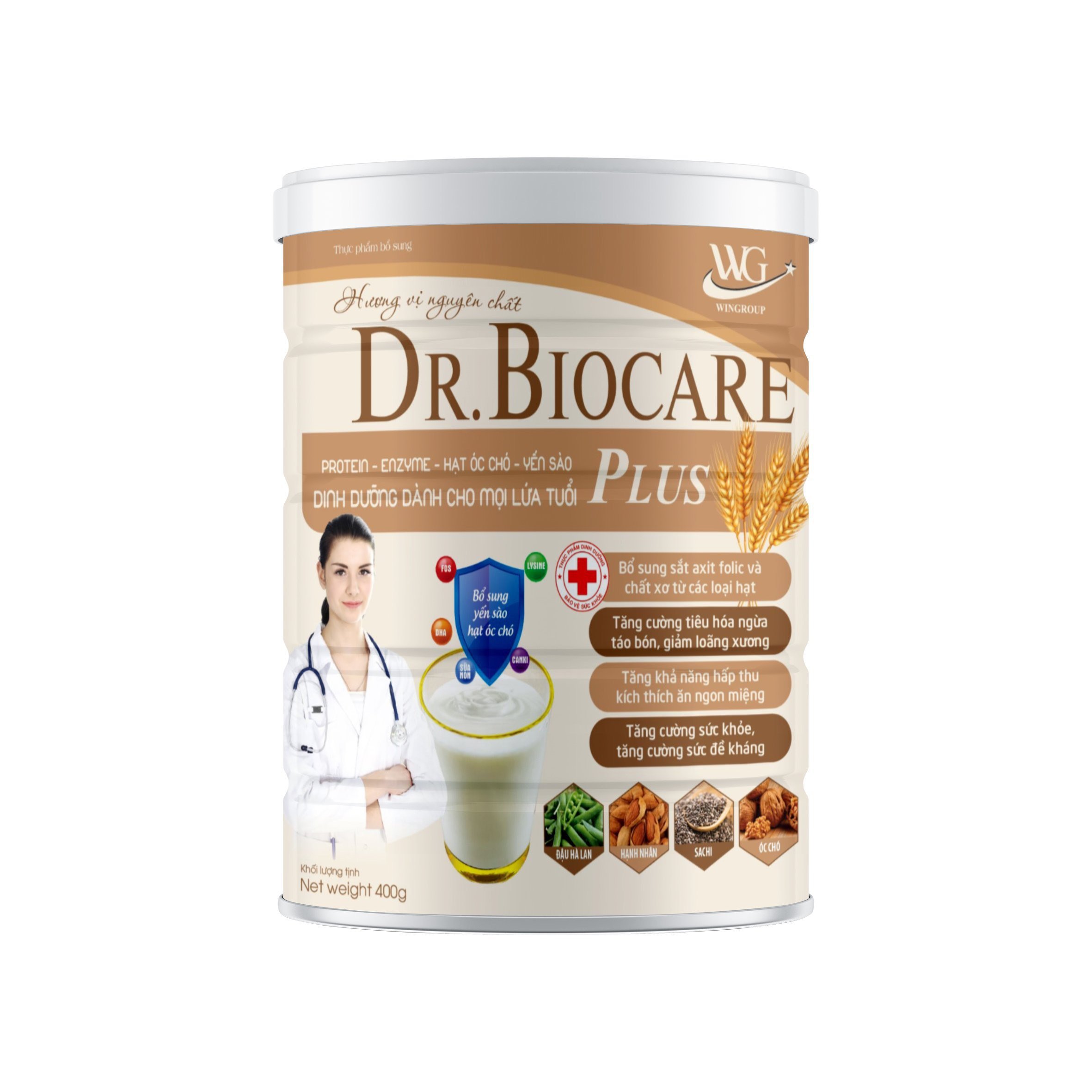 Sữa hạt dinh dưỡng Dr.Biocare Bổ sung sắt axit folic và chất xơ từ các