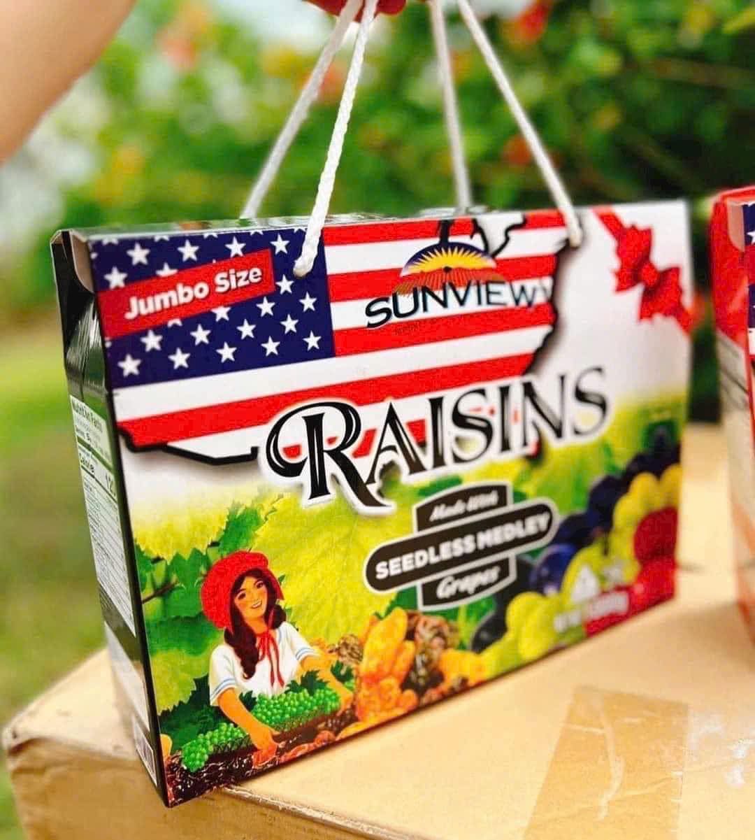 Nho khô hỗn hợp sunview raisins hộp quà có túi xách của Mỹ
