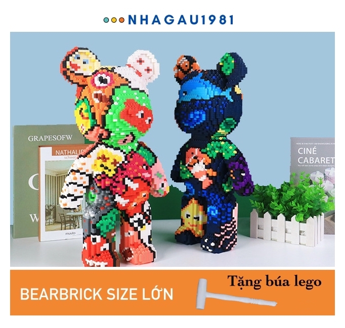 Lego Bearbrick Đồ Chơi Lắp Ráp Mô Hình Gấu Bearbrick Cỡ Lớn Size 35cm 50cm Tặng Đèn Led Tặng Búa Chơi Lego Shop NHAGAU1981
