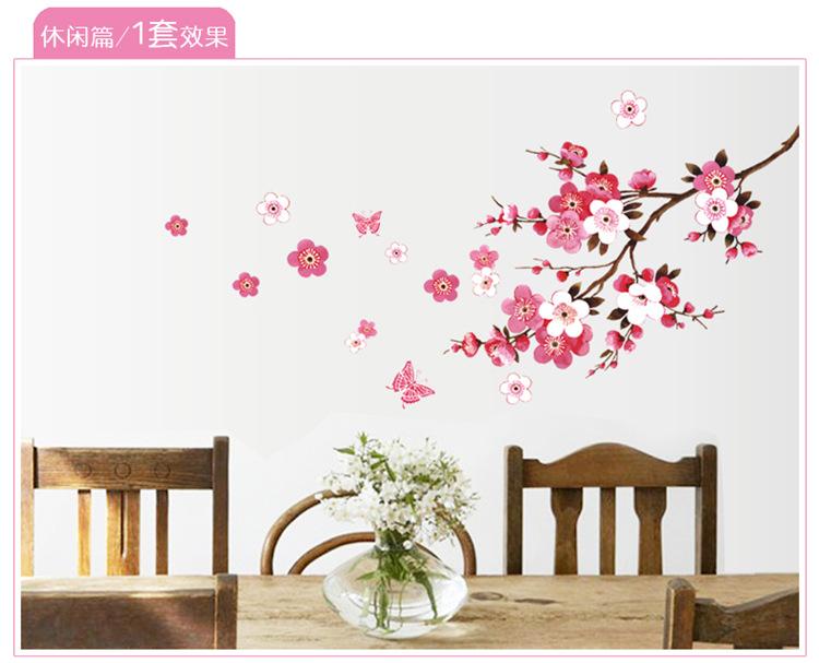 Decal trang trí tết hoa đào 1 cành 2021