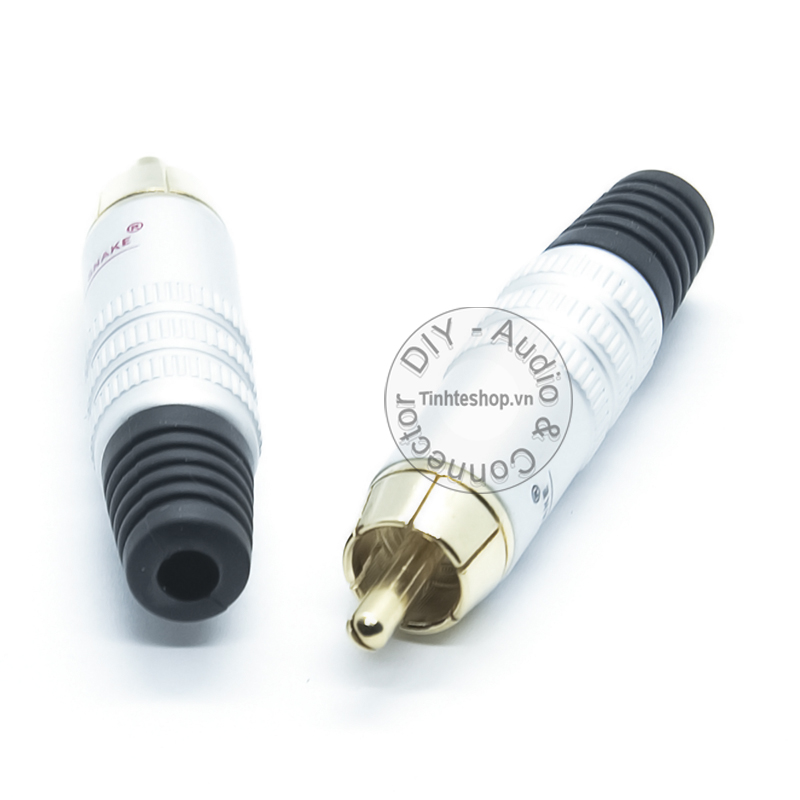 2 chiếc - Đầu jack hàn dây cáp AV Audio Video Coaxial Goldsnake gold 24K chuôi cao su co dãn