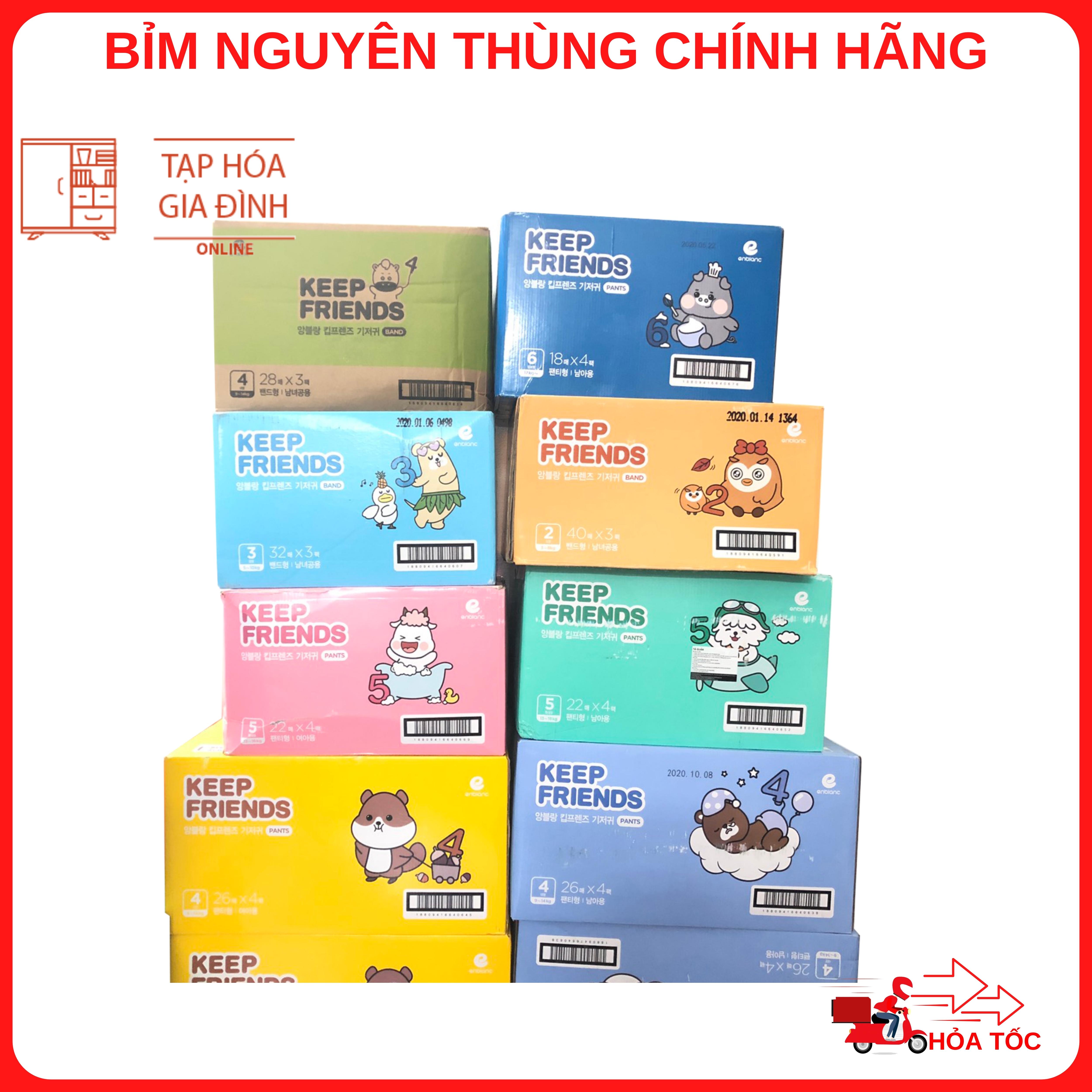 Thùng bỉm KEEP FRIEND Hàn Quốc đủ size dán/quần S40,M32,L28 miếng