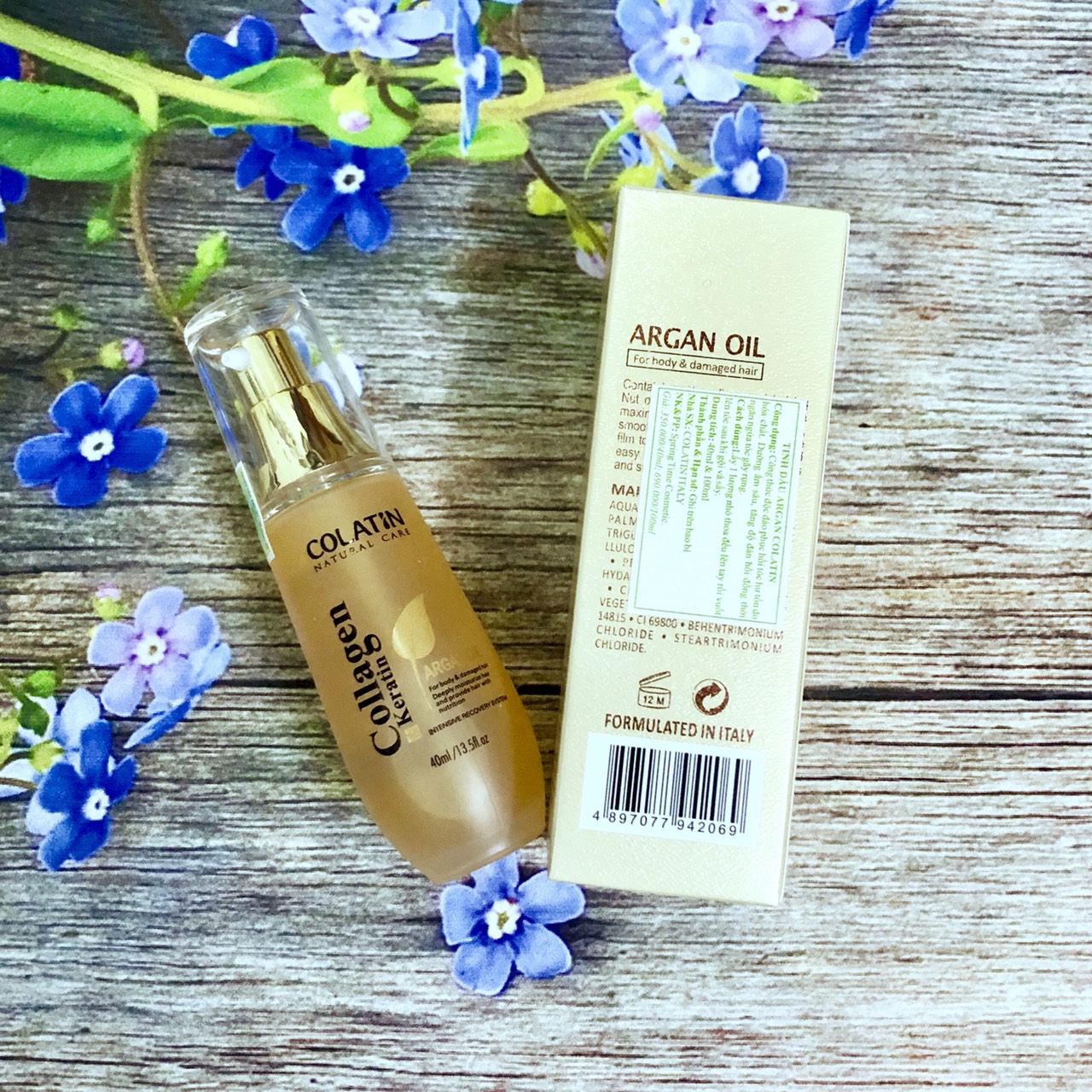 [+Tặng mũ trùm][HCM]Tinh dầu dưỡng tóc COLATIN Argan Oil 40ML