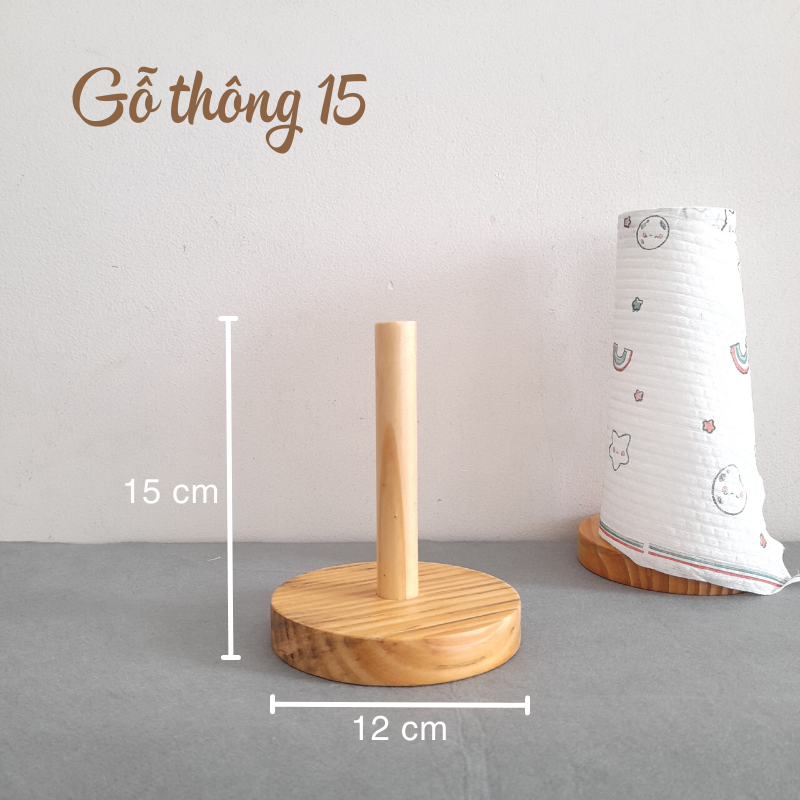 Cây để giấy bằng gỗ, Cây cắm giấy lau bếp đồ để cuộn khăn giấy - GIBA
