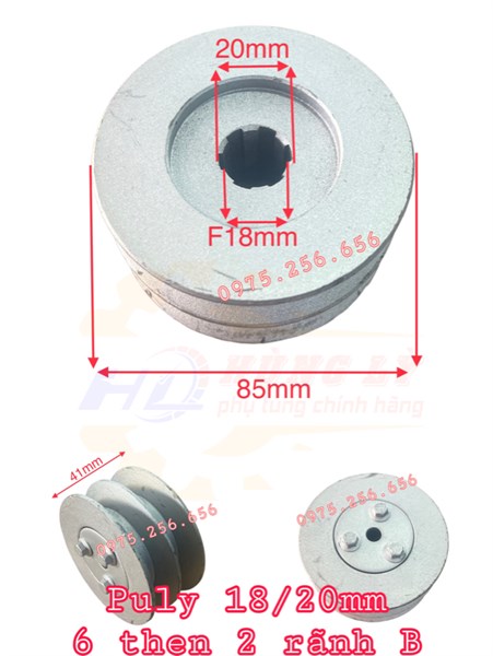 Puly 18/20*85mm 6 then 2 rãnh B phụ tùng máy nông nghiệp phụ tùng Hùng Lỳ