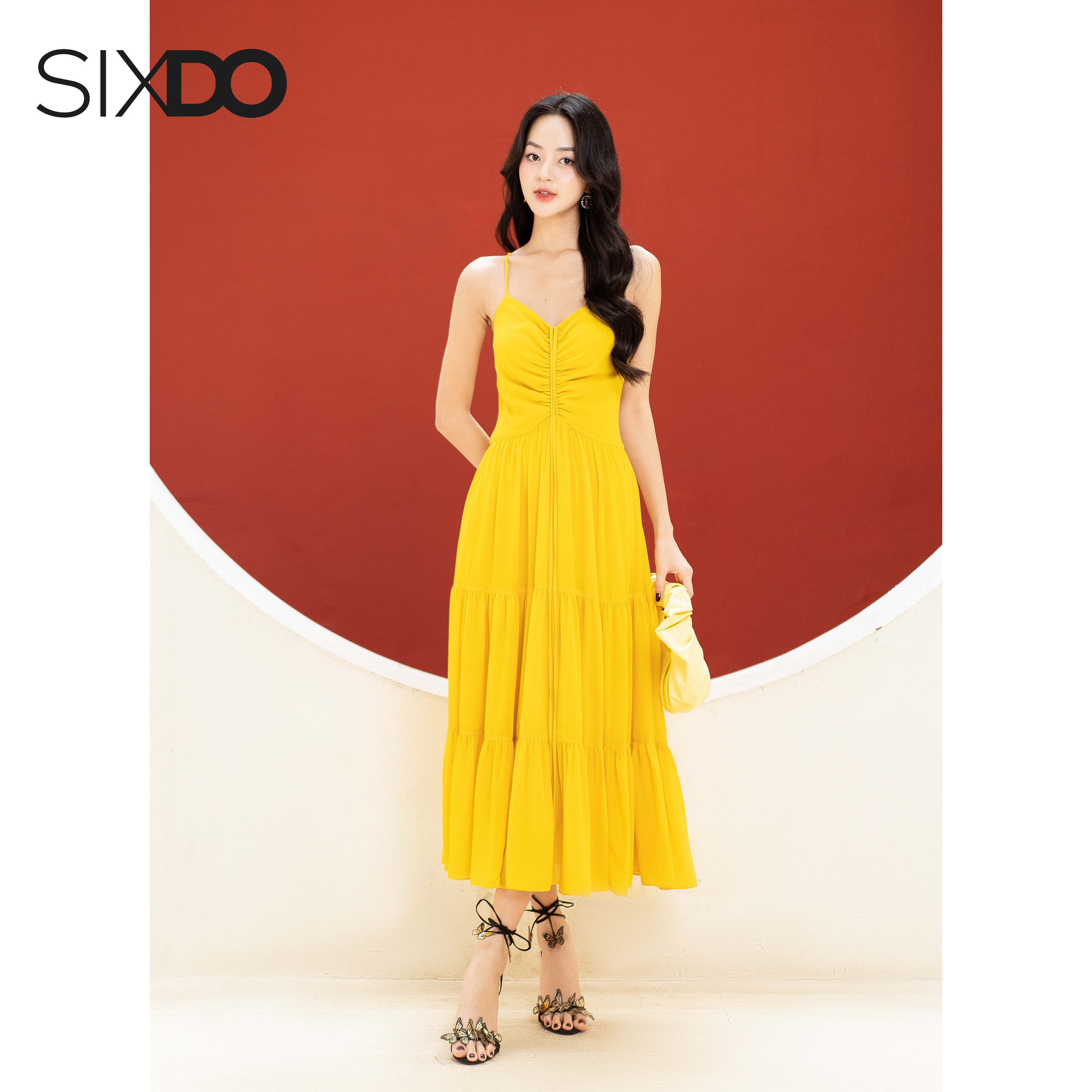 Đầm maxi chiffon hai dây SIXDO