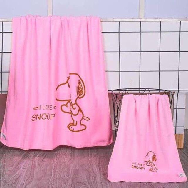 Set 2 Khăn tắm snoopy lớn nhỏ chất liệu siêu mềm