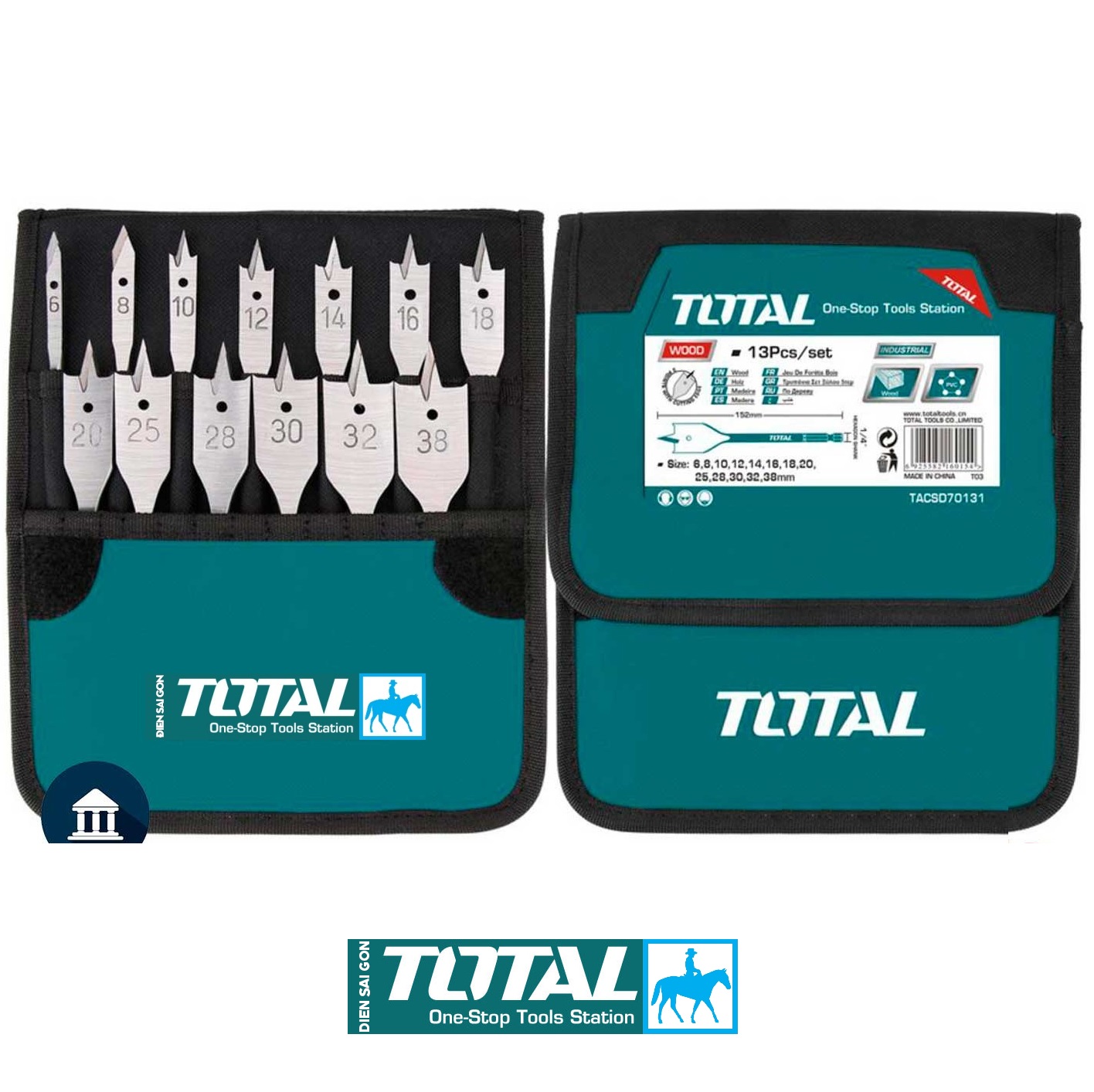 Bộ 13 mũi khoan gỗ đầu dẹp Total TACSD70131