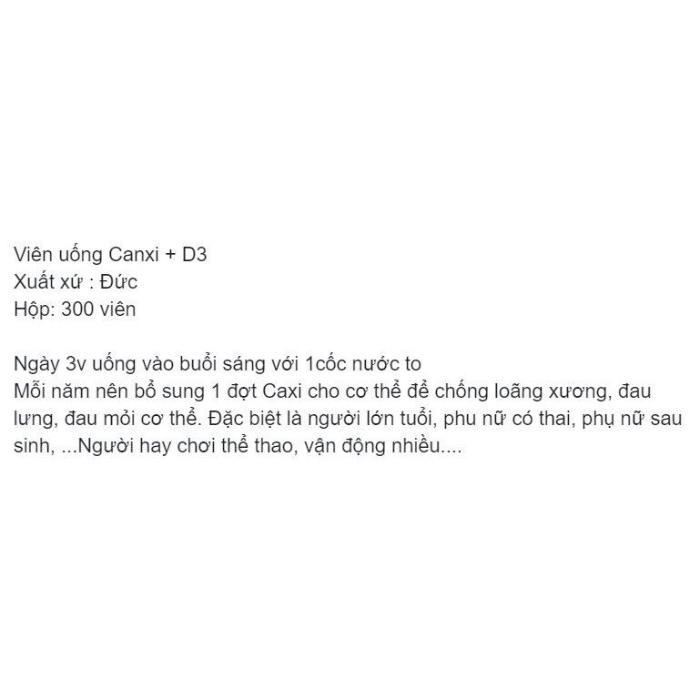 Bill kem calcium hàng Đức