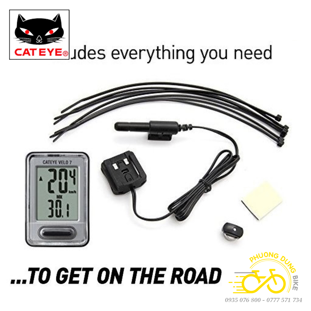 Đồng hồ đo tốc độ xe đạp có dây CATEYE VELO 7 CC-VL520