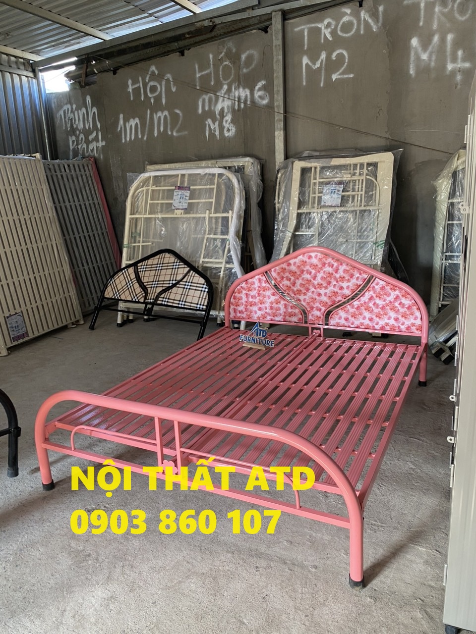 Giường sắt gấp gọn tháo ráp dễ dàng cho 1, 2,3 người, 80cm, 1m,1m2,1m4,1m6,1m8 x2m