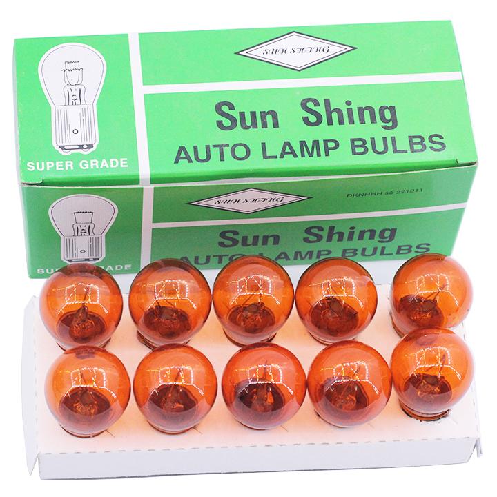 Hộp 10 Bóng Đèn Xi Nhan Ô Tô Chân Cài 12V 21W Màu Vàng (Một Tóc)