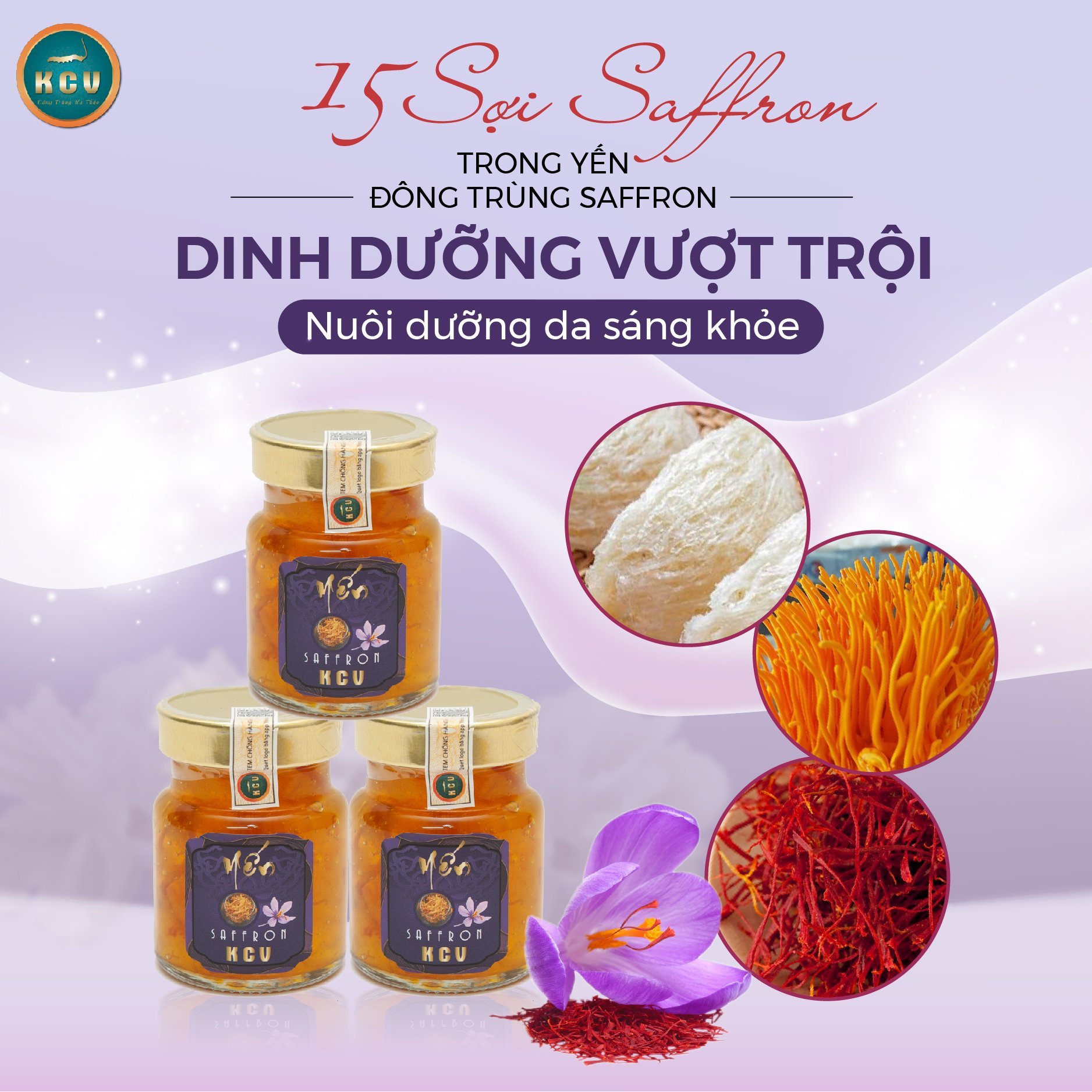 Yến Đông Trùng Hạ Thảo Saffron KCV (6 Hũ/Hộp)