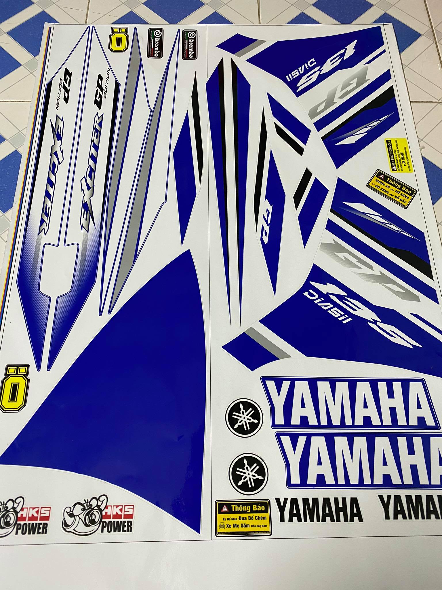 [HCM]TEM RỜI EXCITER GP 2014 ZIN XANH TRẮNG