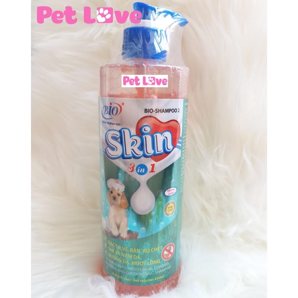 Sữa tắm diệt ghẻ, nấm da, ve rận, mượt lông chó Bio Skin (450ml)