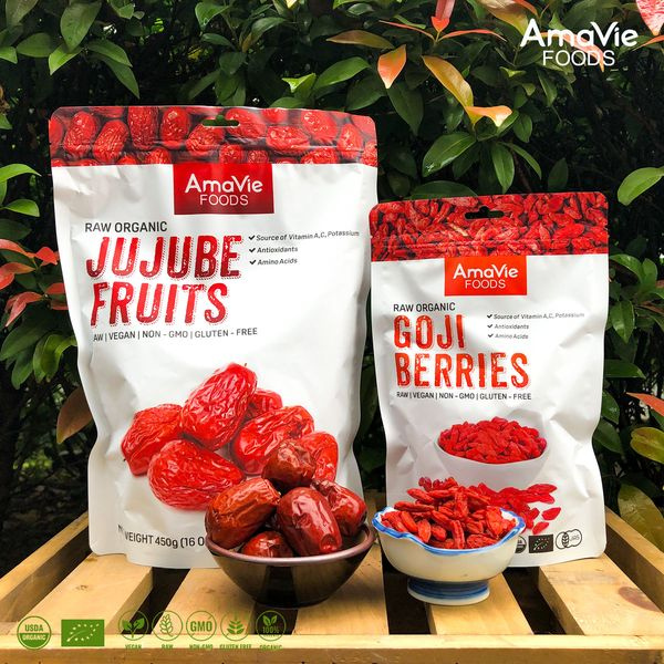 Combo 2 Túi táo đỏ + kỷ tử hữu cơ C'Lavie (Amavie Foods mẫu cũ)