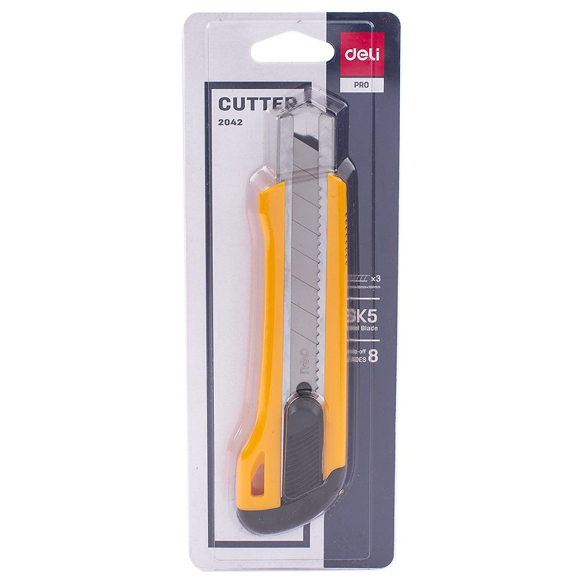 Dao Rọc Giấy Deli Cỡ Lớn E2042 - Loại 8 Lưỡi Thép SK5 Sắc Bén